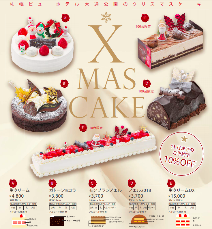 札幌ビューホテルのクリスマスケーキ