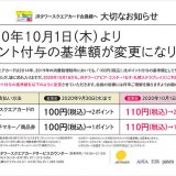 JRタワースクエアカードのポイント付与の基準額が2020年10月1日(木)より変更されます