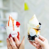 南19西16にあるジェラート＆ベイクホワイトにて『いちごソフト』『鹿の子豆ソフト』が発売！