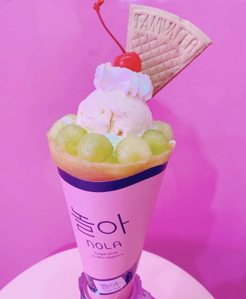 厚別にあるクレープショップNOLAからメロンを使った季節のクレープが発売！