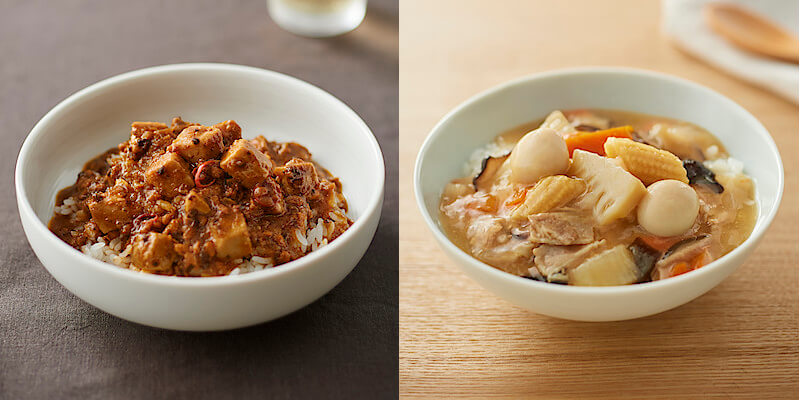 無印良品の『ごはんにかける 麻婆豆腐』『食べるスープ 八宝菜』