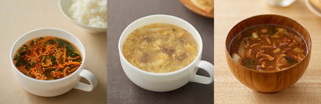 無印良品の『食べるスープ　ユッケジャンスープ』『食べるスープ　コムタンスープ』『食べるスープ　なめこの赤だし』