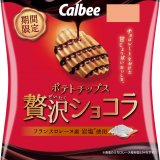 チョコレートをライン状にトッピングし上品な甘じょっぱさを楽しめる『ポテトチップス 贅沢ショコラ』が10月25日(月)より発売！