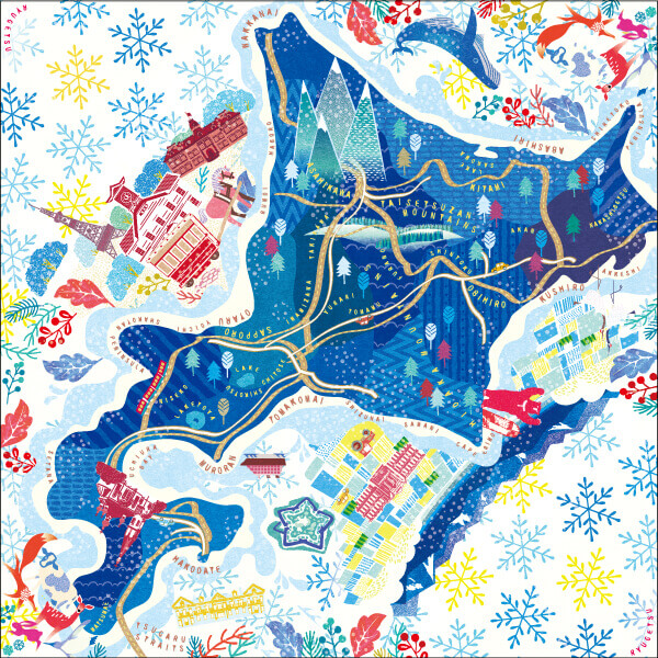 柳月の『冬結び』-冬の北海道を描いた柳月特製ふろしき