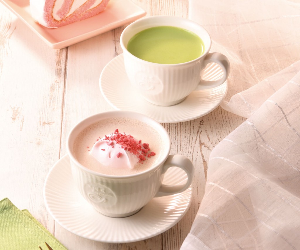カフェ・ド・クリエの『さくらのミルク紅茶』『香る宇治抹茶ラテ』