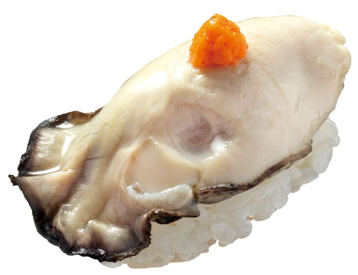 はま寿司の『広島県産牡蠣握り(もみじおろしのせ)』