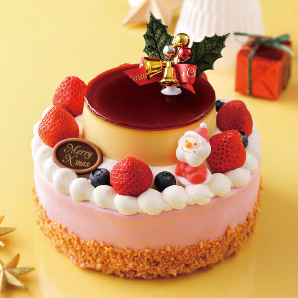 柳月の『クリスマスケーキ 2022』-苺の森のたっプリンケーキ