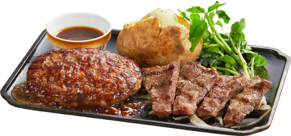 ビッグボーイジャパンの『黒毛和牛ハンバーグ＆カットステーキ』