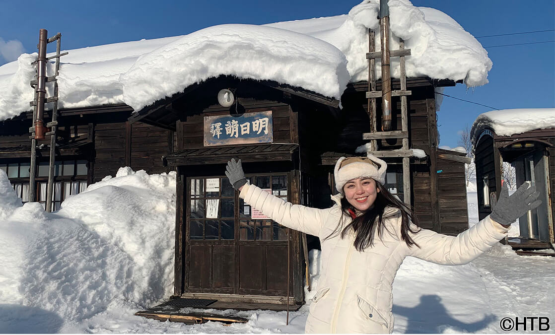 2月下旬、恵比島駅を再訪した土屋アナウンサー(C)HTB