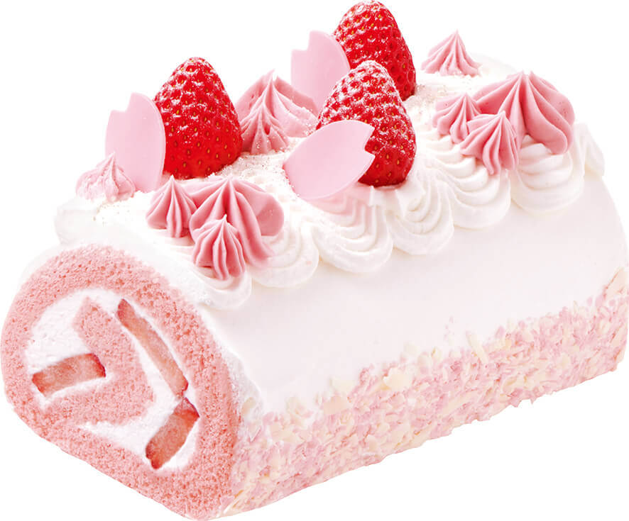 不二家洋菓子店の『ひなまつり桜舞う苺のロールケーキ』