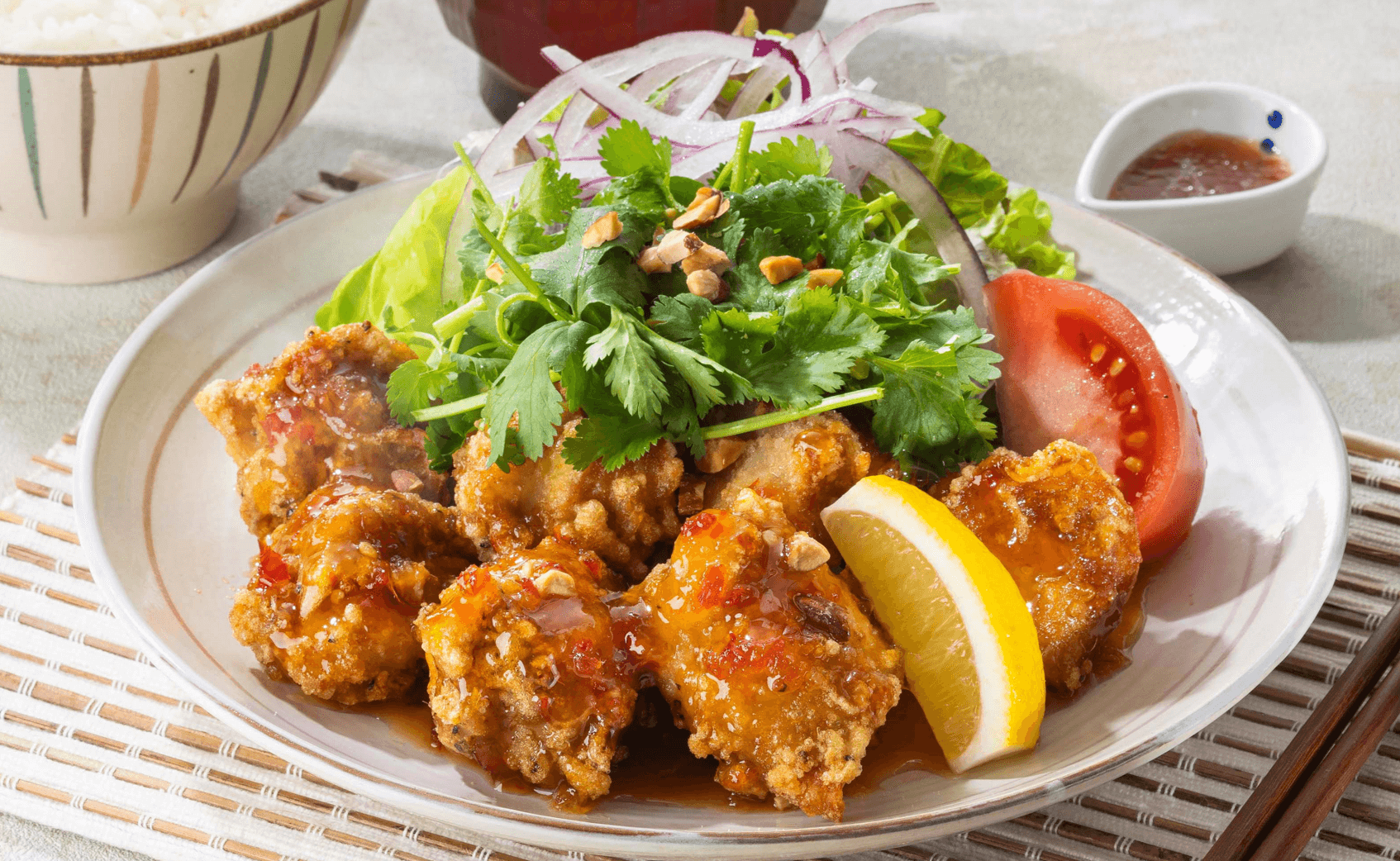 大戸屋の『アジアン食堂』-スイートチリのアジアン唐揚げ定食