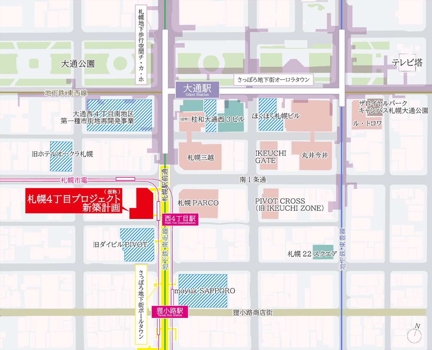 『(仮称)札幌4丁目プロジェクト新築計画』-地図