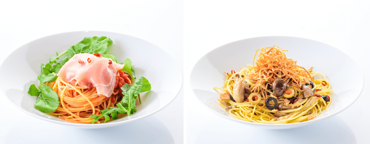 オーセントホテル小樽 開業25周年記念-唐辛子を効かせたトマトソーススパゲティ―　生ハム添え