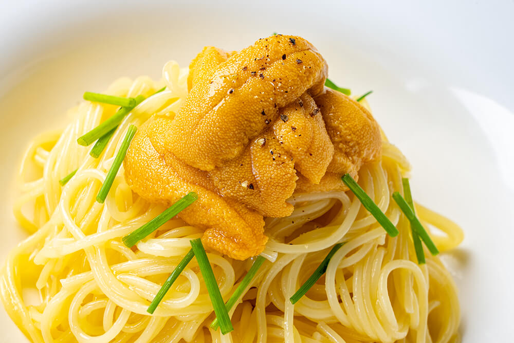 北海道イタリアン ミアボッカの『北海道産塩水ウニの冷製スパゲティ』