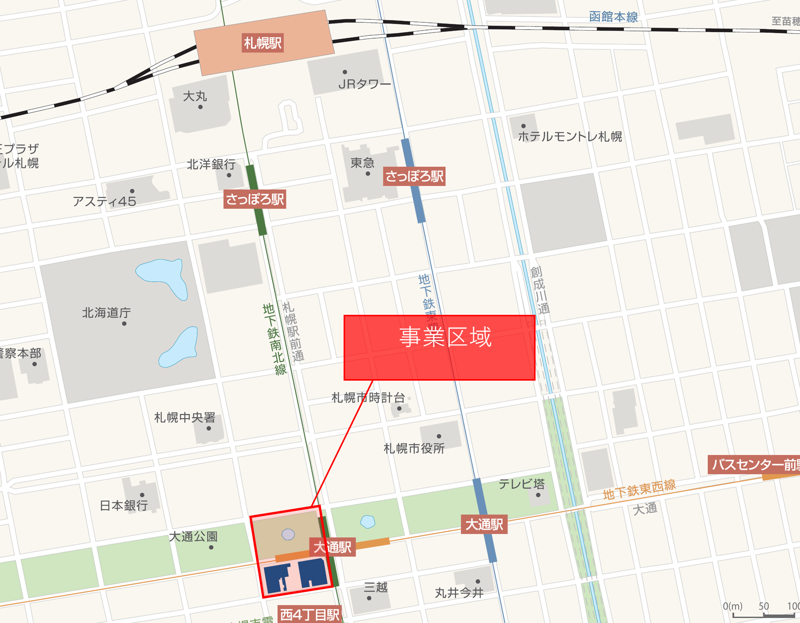 『大通西４南地区第一種市街地再開発事業』-位置図