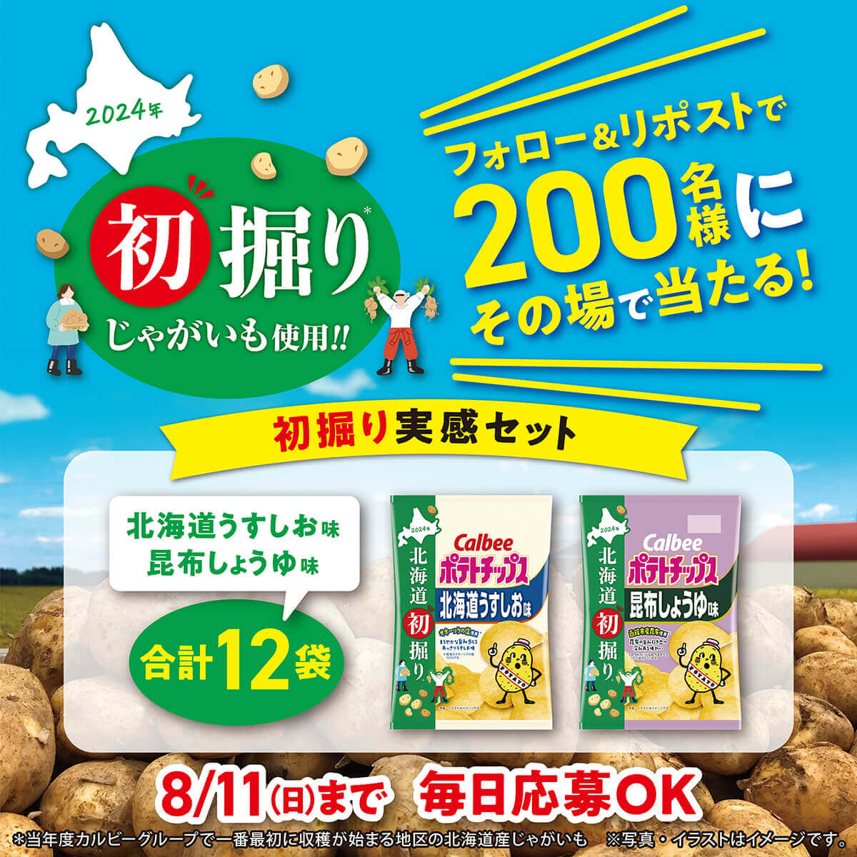 『北海道初掘りポテトチップス 北海道うすしお味/昆布しょうゆ味』-プレゼントキャンペーン