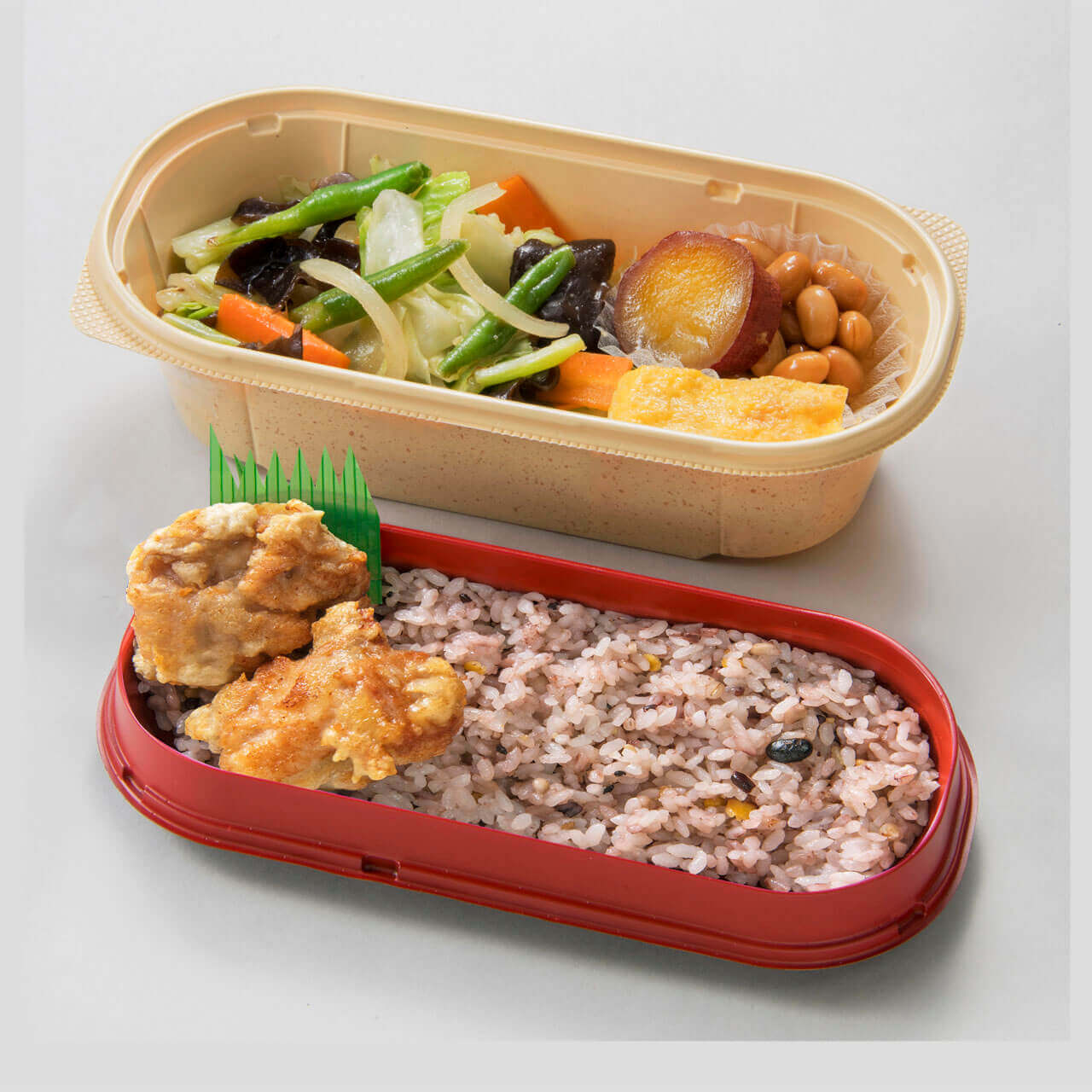 ベントスの『バランス二段弁当』-バランス二段弁当・塩唐揚げ（十五穀米）