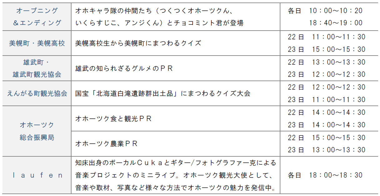 『オホーツクフェアinチ・カ・ホ』-ステージイベント