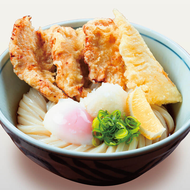饂飩の四國の『春爛漫フェア』-香ばし醬油のかしわ天と竹の子天のぶっかけうどん