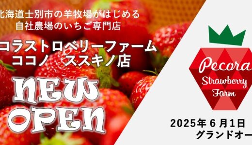 【ペコラストロベリーファーム ココノ ススキノ店】北海道士別市の羊牧場が展開する“いちご専門店”がすすきのにオープン！