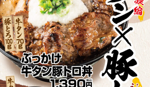 札幌駅前にもあるすた丼屋にて肉量約170g・総重量500g超えのすたみな満点ぶっかけ肉丼『ぶっかけ牛タン豚トロ丼』が5月23日(金)より発売！