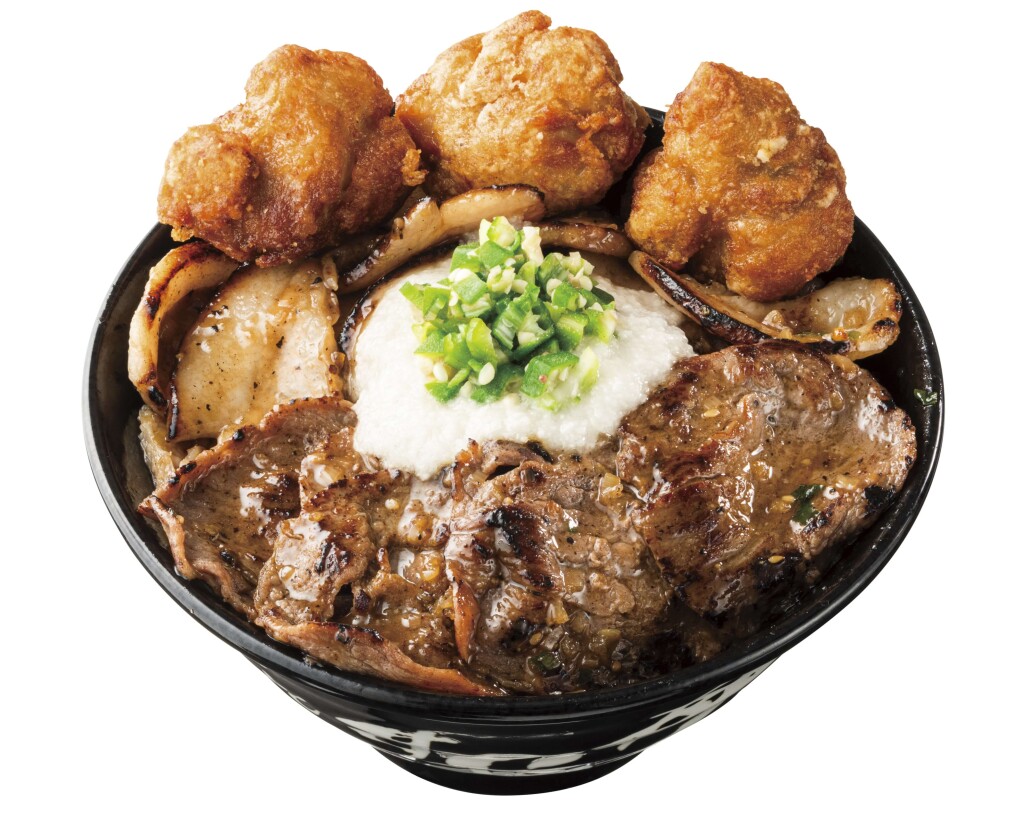 すた丼屋の『ぶっかけ牛タン豚トロ丼 唐揚げ合盛り』