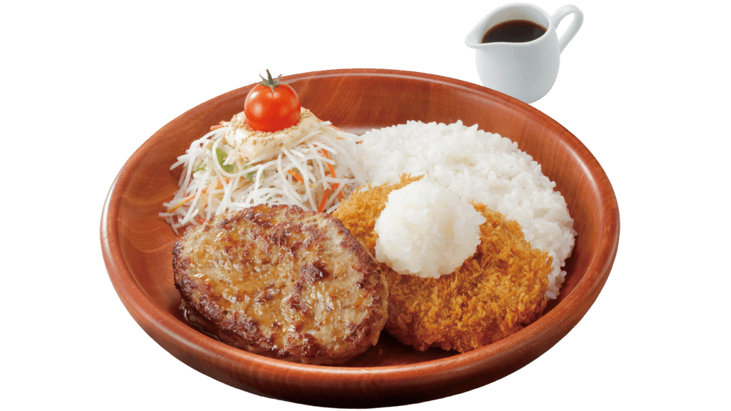 びっくりドンキーの『メンチカツおろしポン酢&ハンバーグディッシュ』