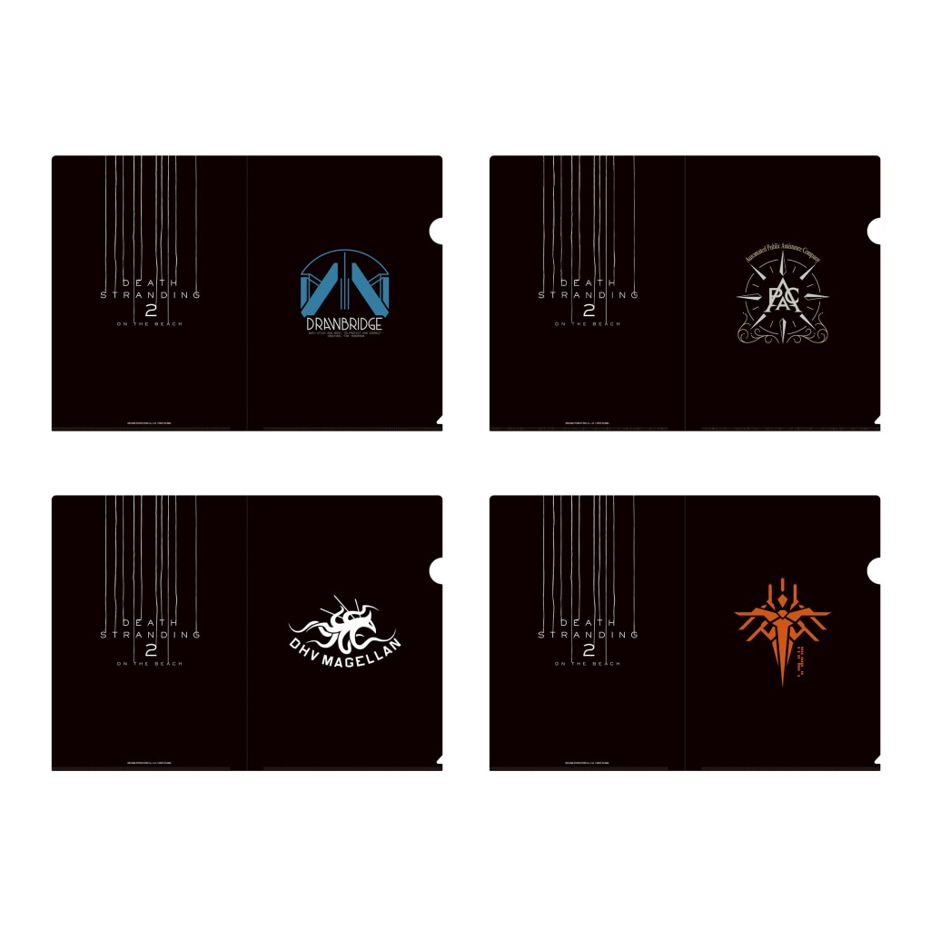 DEATH STRANDING 2 JAPAN POPUP TOURの『「クリアファイル」DRAWBRIDGE ver./APAC ver./DHV MAGELLAN ver./GHOST MECH ver. 各550円』