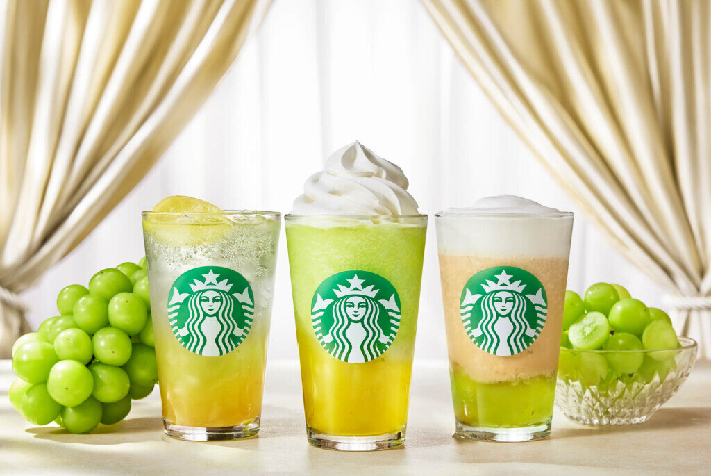 スターバックス コーヒーの『マスカット アールグレイ フローズン ティー』『グラン マスカット フラペチーノ®』『チラックス ソーダ マスカット』