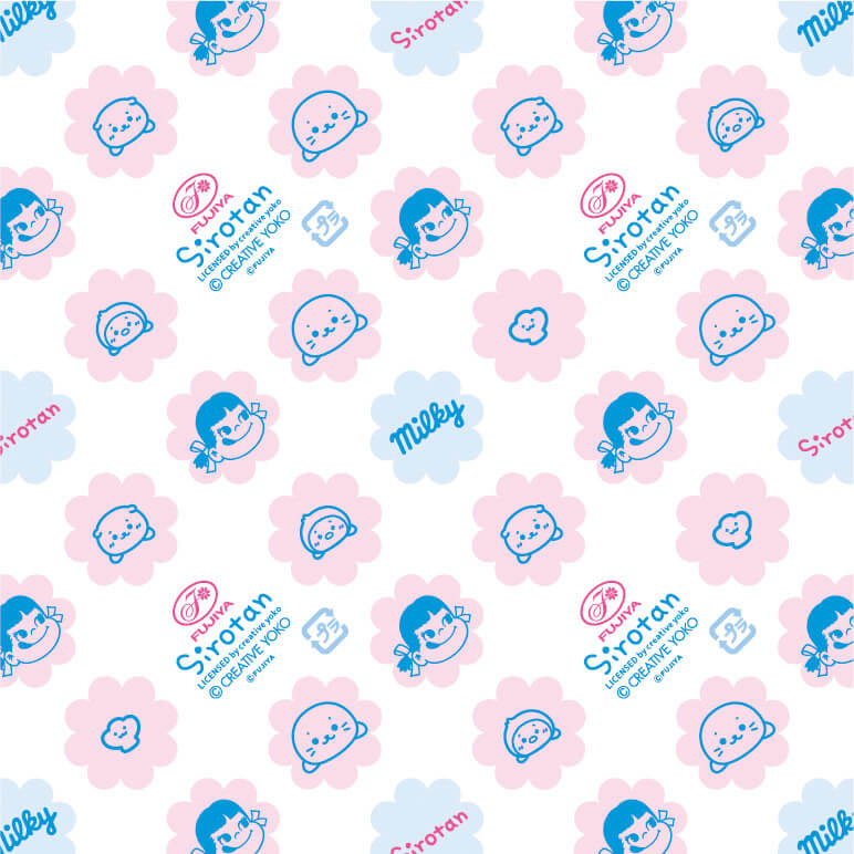 不二家洋菓子店「ペコちゃん×しろたん」の『しろたんのふわふわミルキーレアチーズ』--敷紙フィルム
