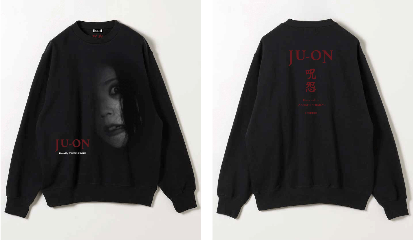 Vシネマ版『呪怨』・『呪怨2』の映画公開を記念した公式グッズ-「KV」CREW SWEAT 16,500円(tax in)