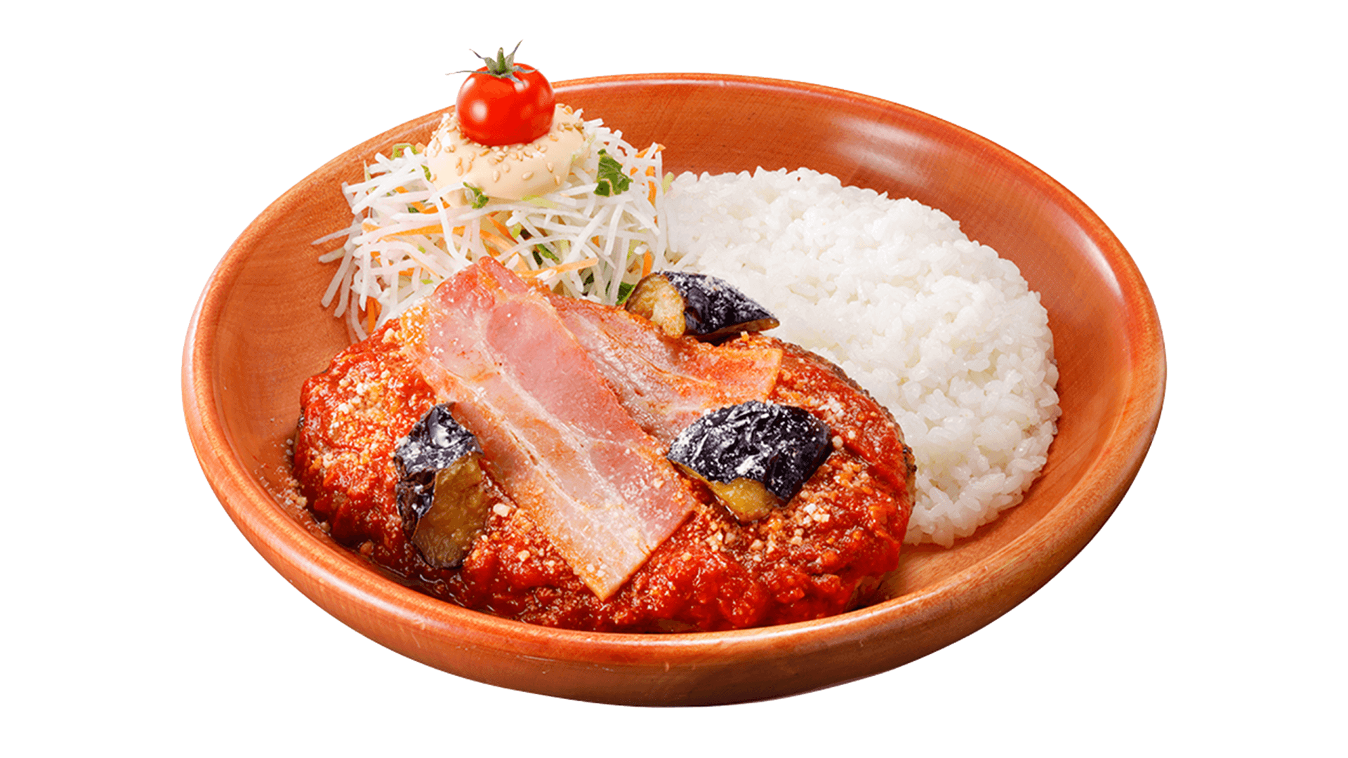 びっくりドンキーの『厚切りベーコンと茄子のアラビアータバーグディッシュ』