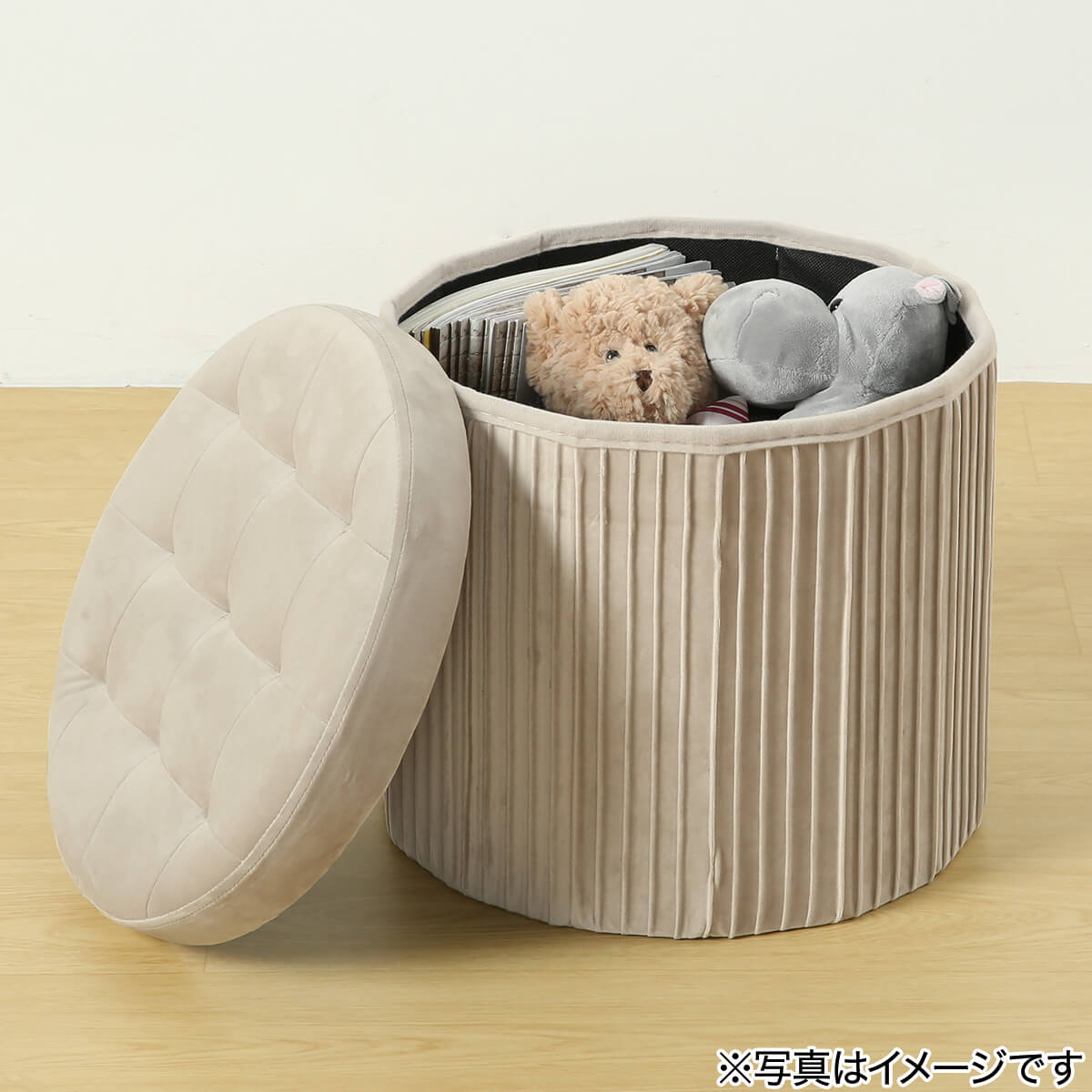 ニトリ デコホームの『収納になる折り畳みスツール(モカ DH)』