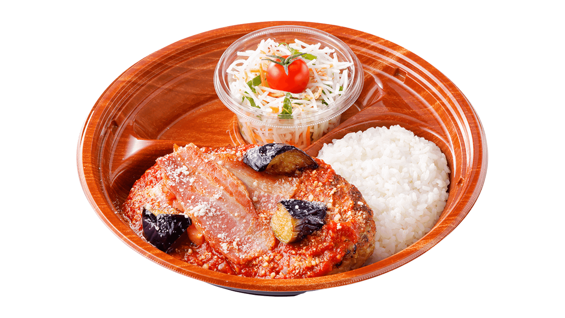 びっくりドンキーの『厚切りベーコンと茄子のアラビアータバーグディッシュ』