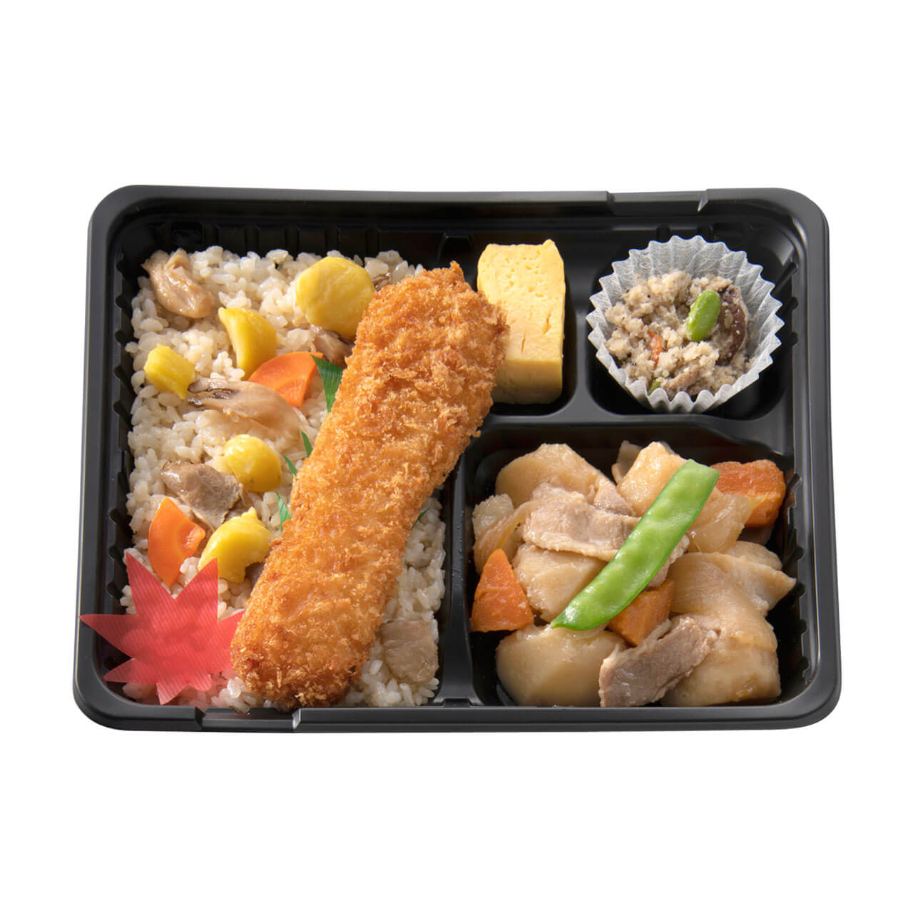 ベントスの『舞茸栗ご飯＆肉じゃが弁当（イカフライ）』