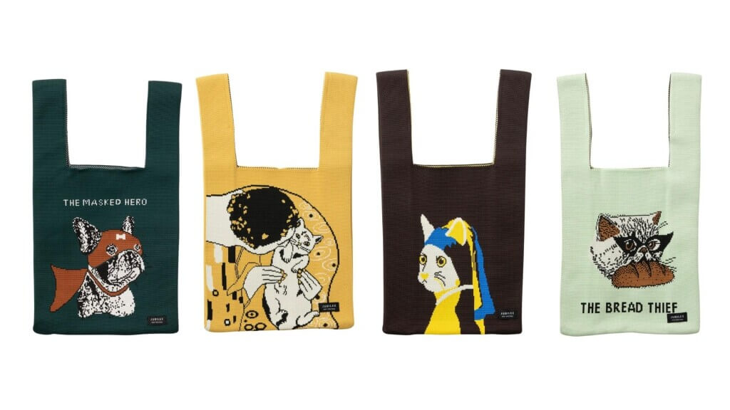 Jubileeの『ニットトートバッグ 猫 犬 デザイン』