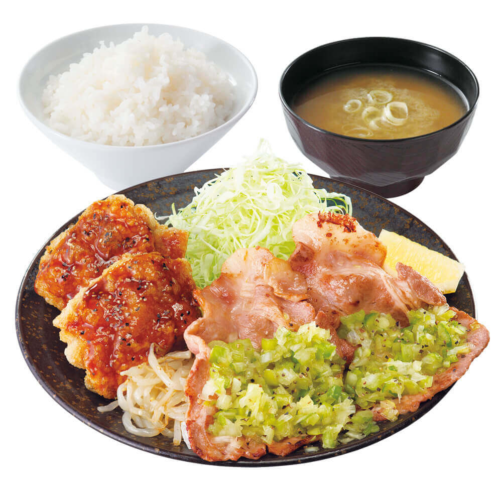 からやまの『黒胡椒からあげとねぎ塩焼き定食』