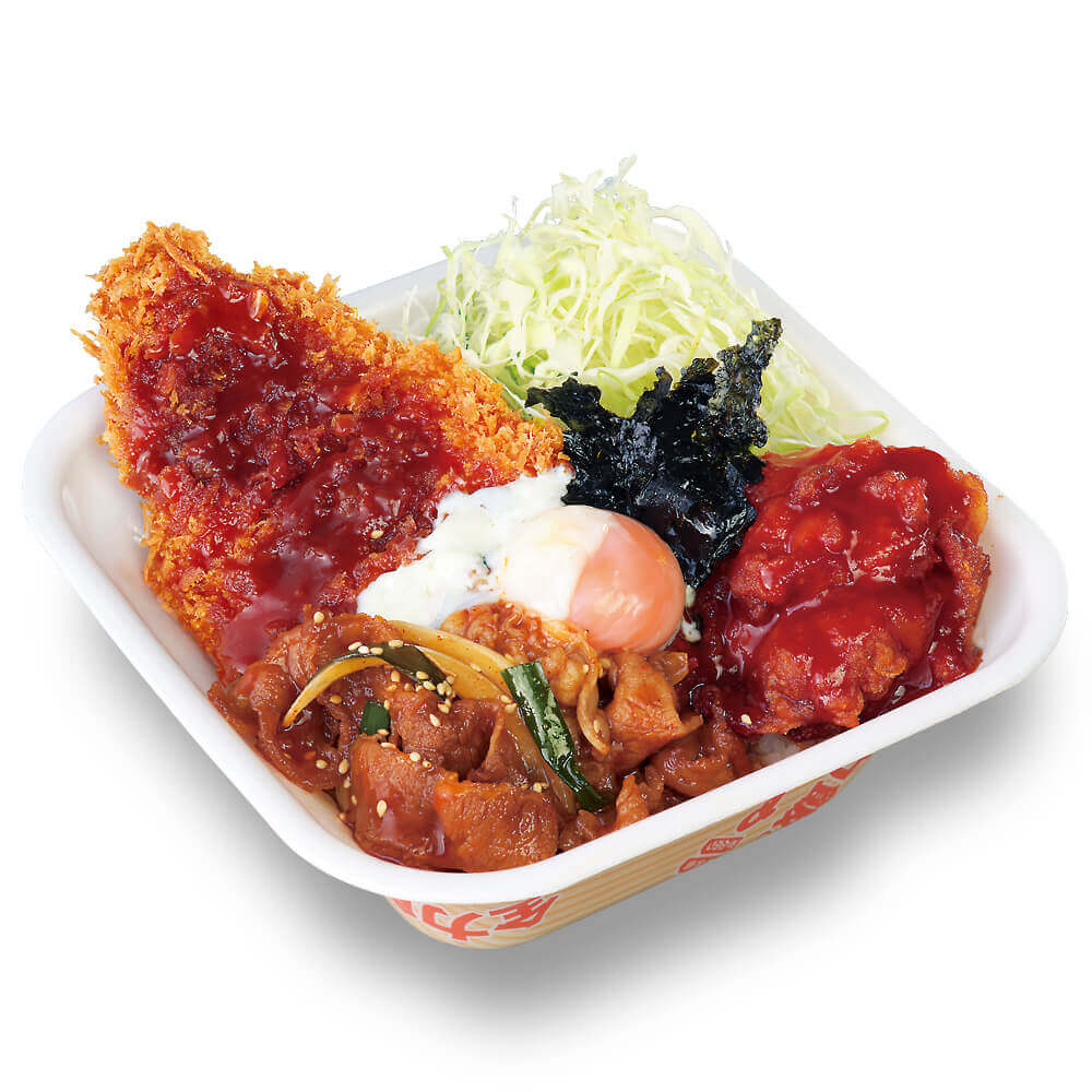 とんかつ専⾨店「かつや」の『牛豚鶏のプルコギビビンカツ丼弁当』