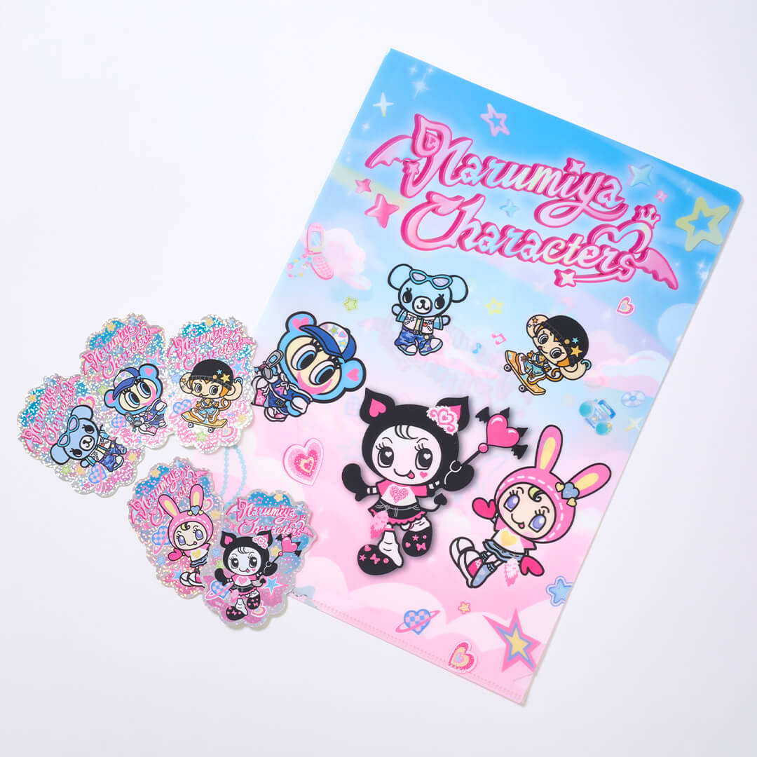 ナルミヤキャラクターズ POP UP SHOPの『平成POPクリアファイル』『平成POPランダムステッカー』