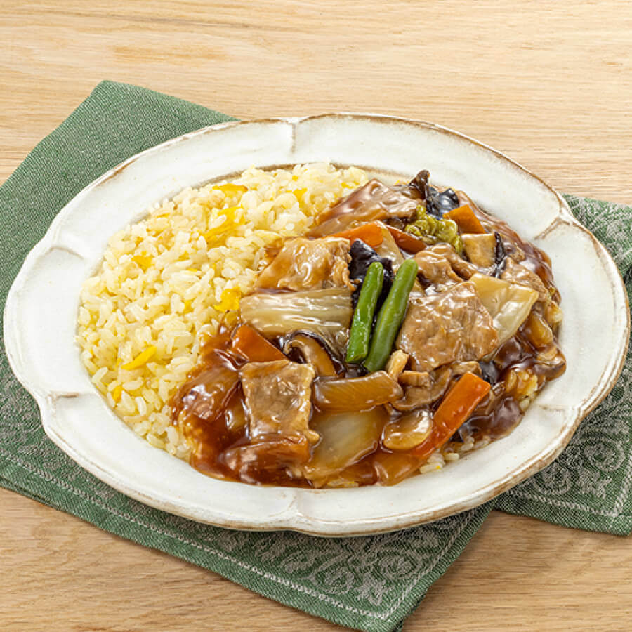 セブン‐イレブンの『うまいもの決定戦(北海道)』-香ばし炒めの野菜あんかけチャーハン(北見市産椎茸使用)