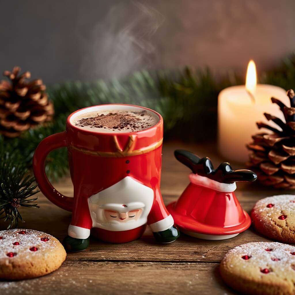 Flying Tiger Copenhagen(フライングタイガー)の『クリスマスギフトにぴったりなアイテム2025』-逆立ちサンタマグ（蓋付き）