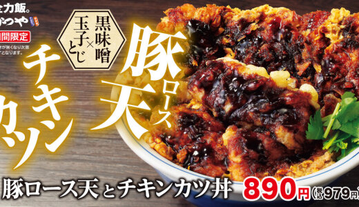 とんかつ専⾨店「かつや」から濃厚黒味噌ダレ絡む『豚ロース天とチキンカツ丼』が12月15日(月)より発売！