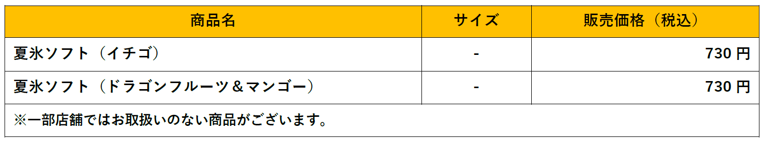 びっくりドンキーの『夏氷ソフト』-料金