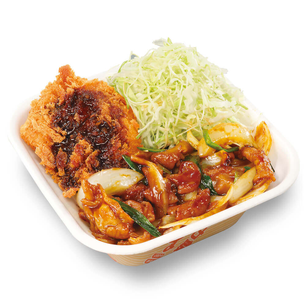 とんかつ専⾨店「かつや」の『モツ野菜炒めとチキンカツの合い盛り丼弁当』