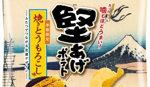 ファンが選んだ“ふたつでつながる”葛飾北斎パッケージ『堅あげポテト 焼きとうもろこし味』が7月13日(月)より順次発売！