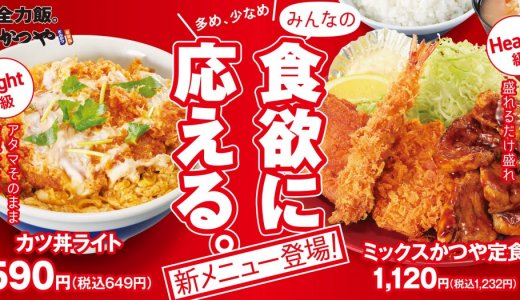 かつやにて具材はそのまま・ご飯は控えめ「ライト級」＆かつやらしさ全開「ヘビー級」の新グランドメニューが7月27日(月)より発売！