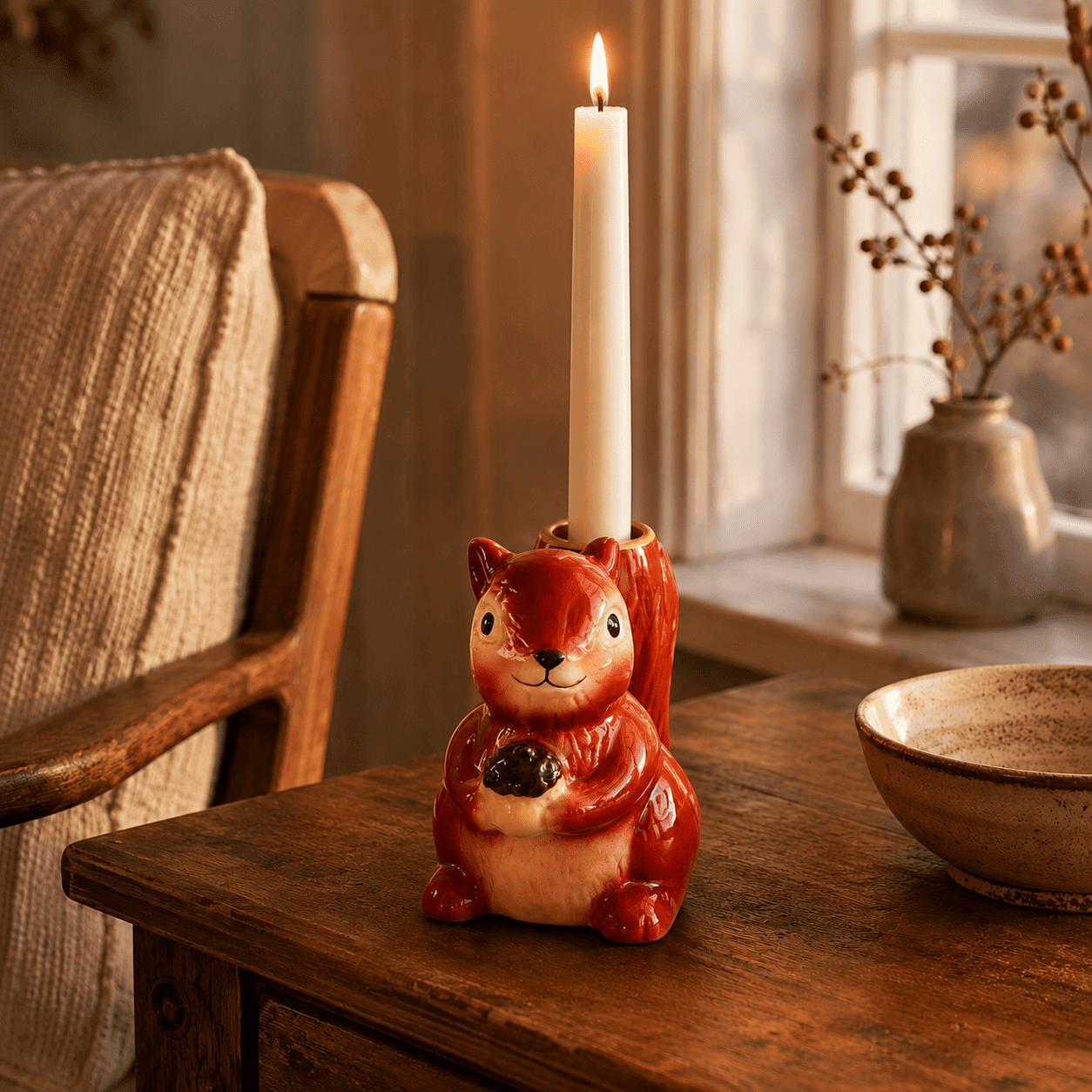 Flying Tiger Copenhagen(フライングタイガー)の『リスとキノコの小さな森』シリーズ-キャンドルホルダー（リス）