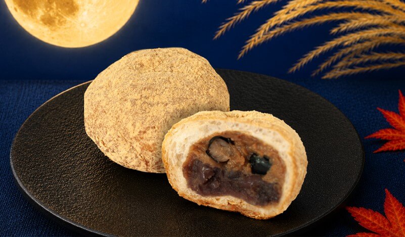 ペンギンベーカリーの『ペンギンのお月見パン』-黒豆きなこ饅頭パン