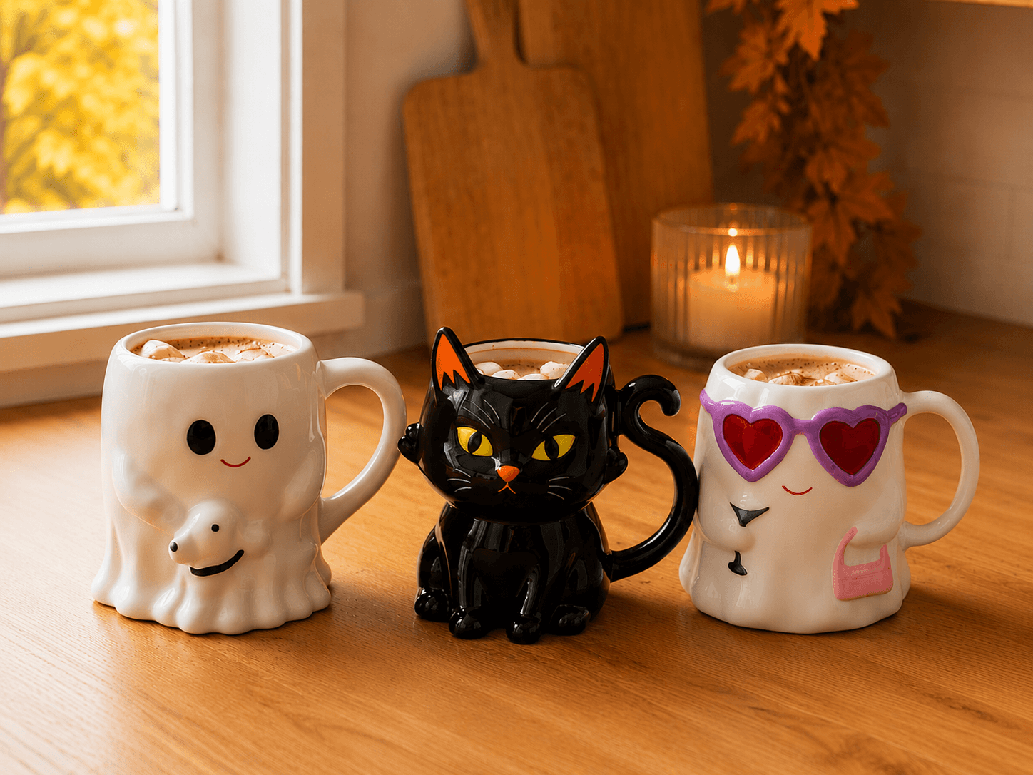 Flying Tiger Copenhagen(フライングタイガー)の『黒猫とおばけのハロウィン』シリーズ-マグ