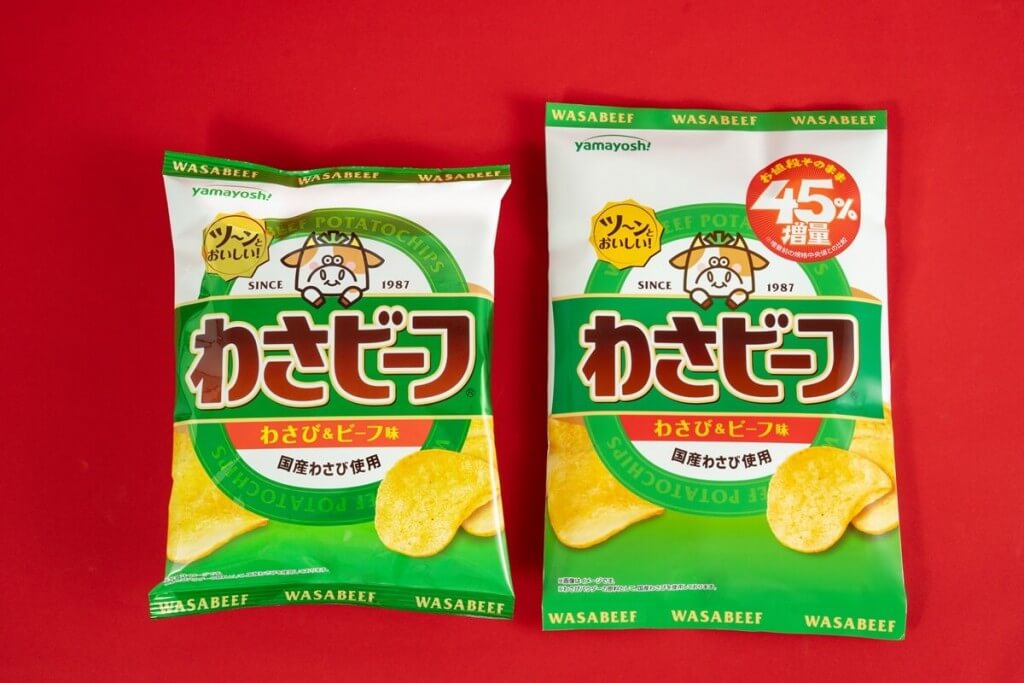 ファミリーマートの『お値段そのまま おかわり45%増量作戦』-ポテトチップス わさビーフ